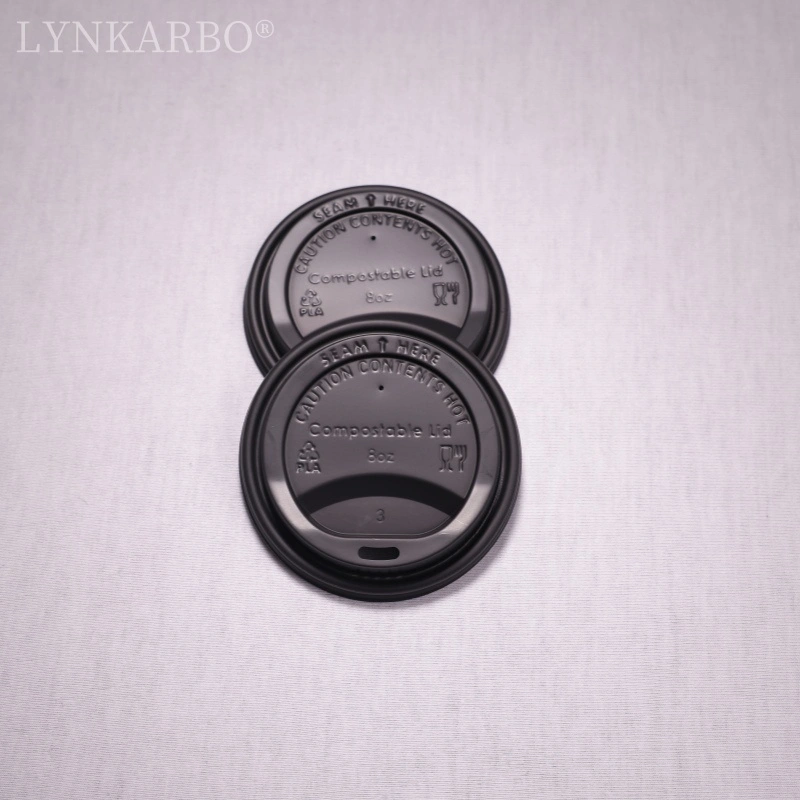 CPLA 80 mm schwarzer Becherdeckel für direktes Trinken