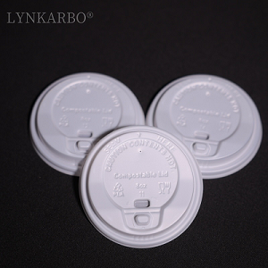 CPLA 80 mm Einweg-Flip-Top-Becherdeckel in Naturfarbe