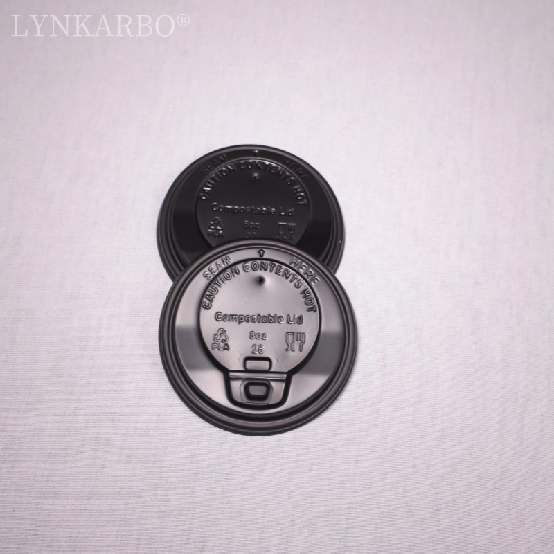 CPLA 80 mm schwarzer Flip-Top-Becherdeckel