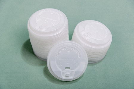 CPLA 80 mm Standard-Flip-Top-Becherdeckel in Naturfarbe