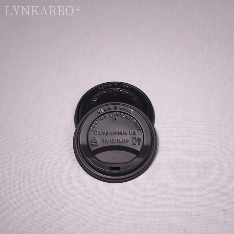 CPLA 90 mm schwarzer Becherdeckel für direktes Trinken